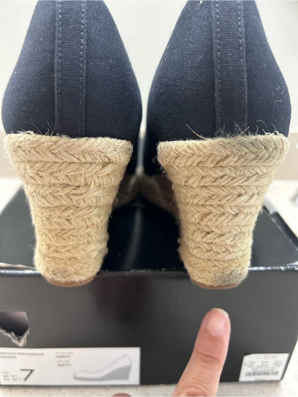 J. Crew Factory Navy Canvas Espadrille Wedge Pumps, Size 7